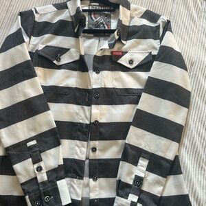 DIXXON Black and White Striped Button Down Shirt